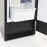 Maxx Ice Countertop or Built-In Ice Maker, 15"W, 15 lbs, Crescent Ice Cubes, 12 lb Ice Storage Bin, in Black with Stainless Steel Door (MIMC15C)