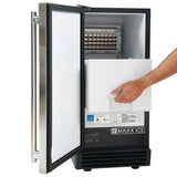 Maxx Ice Premium Indoor Self-Contained Ice Machine, 15"W, 65 lbs, Full Dice Ice Cubes, Energy Star Listed, in Stainless Steel (MIM50P)