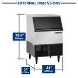 Maxx Ice Self-Contained Ice Machine, 260 lbs, Full Dice Ice Cubes, with 75 lb Built-in Ice Storage Bin, in Stainless Steel with Black Trim (MIM250)